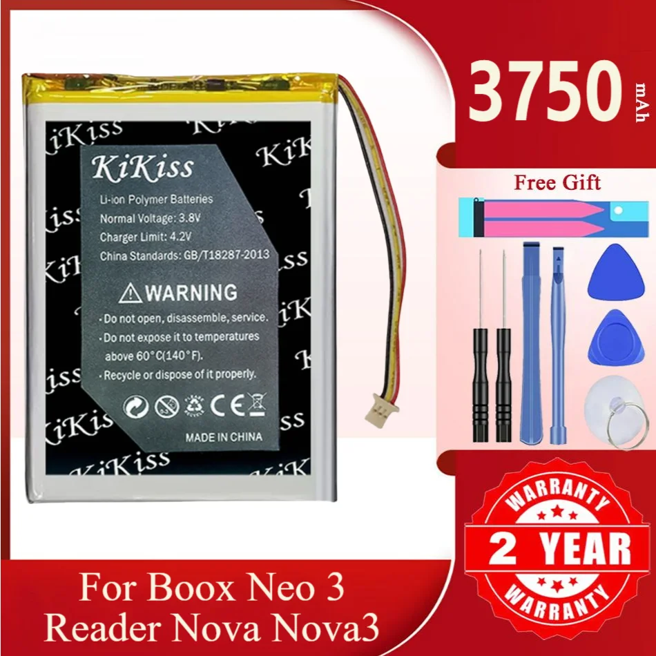 3750mAh KiKiss Powerful Battery for Onyx Boox NEO READER Nova 3 Nova3 Electronic Reader High Capacity Replacement Batteries