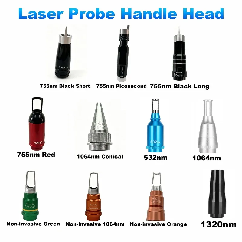 Probe Handle Head 755nm 1064nm 532nm 1320nm Yag Laser Handle Tip Head Lens Filter Carbon skjn rejuve