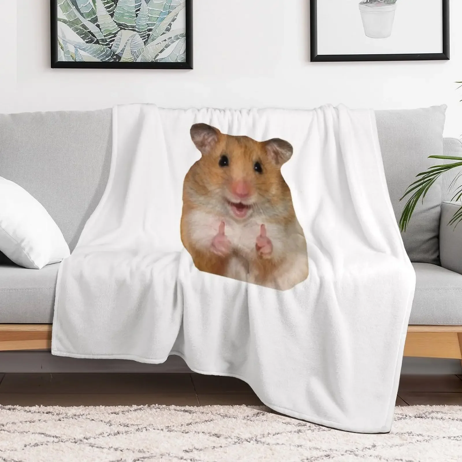 Thumbs up hamster Throw Blanket Fuzzy Plush Throw Blanket for Sofa Chair