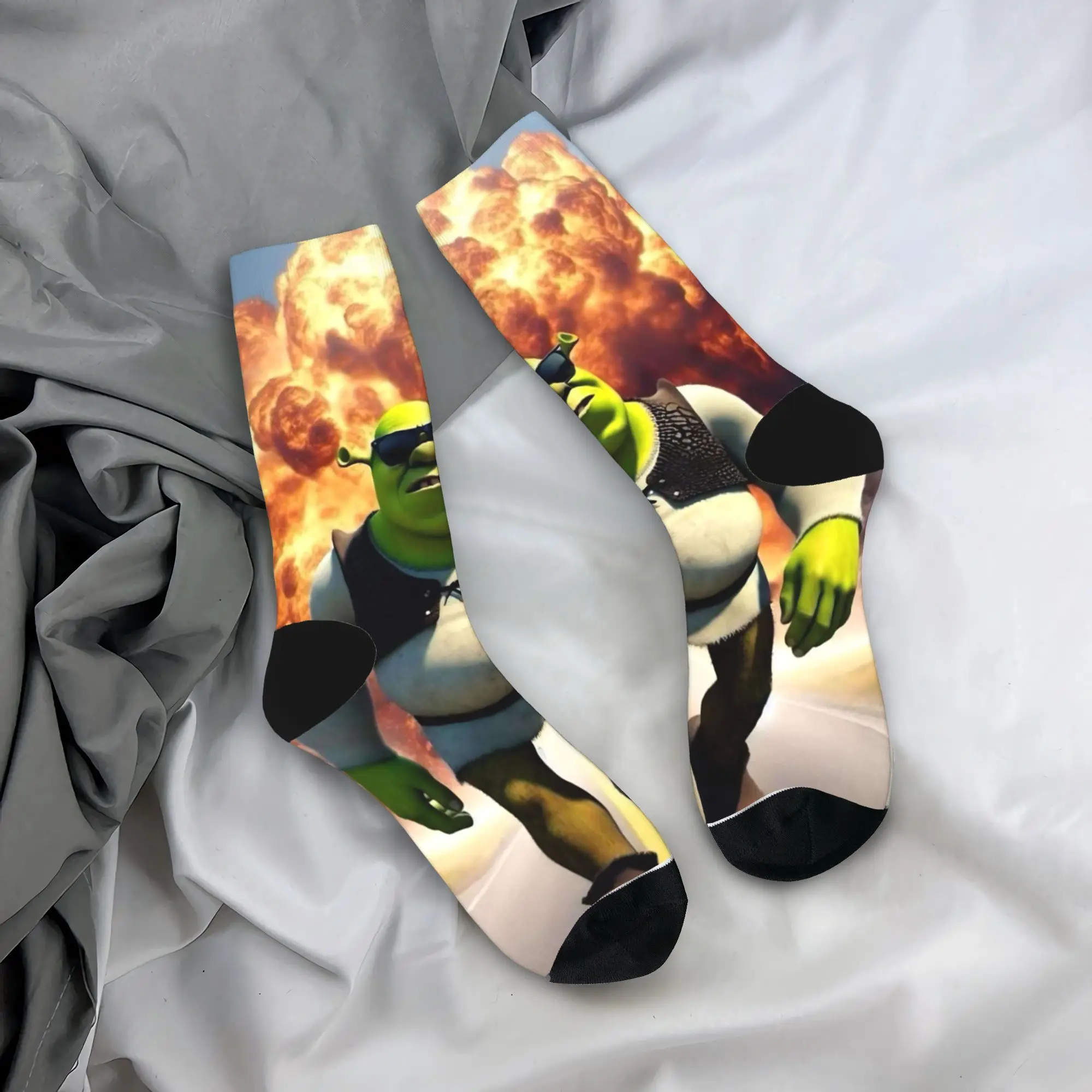 Shreks Pun Stockings Calcetines retro para hombre, calcetines suaves de tamaño mediano, diseño deportivo para invierno y exteriores, calcetines antideslizantes, idea de regalo
