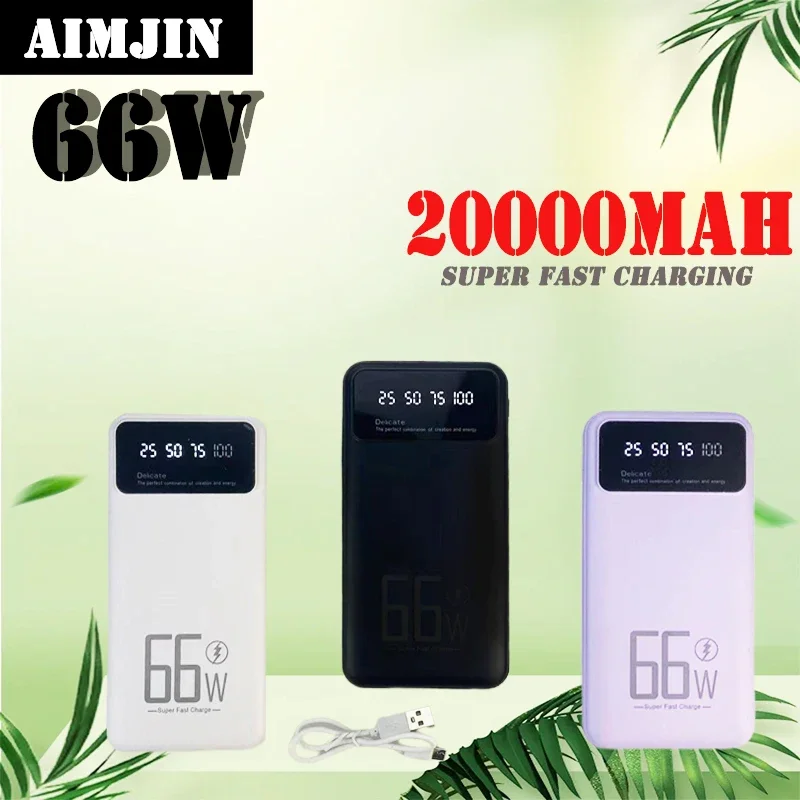 

Power Bank 20000mAh 66W Super Fast Charger for iPhone 15 16 Xiaomi 9 Samsung S22 Digital Display External Battery Pack Powerbank