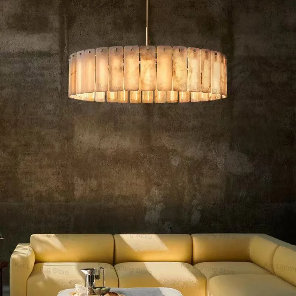 

2025 Marble Chandelier with E26 Bulbs Adjustable Chain Round Rectangular Pendant Lamp Brass Black Silvery Dimmable Lustre