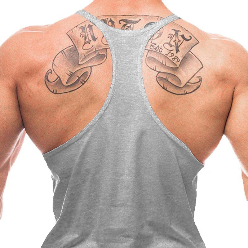 Men's Running Vests Cotton Gym Stringer Tank Tops Y Back Bodybuilding Summer Muscleguys Sleeveless Shirt Fitness Sportswear