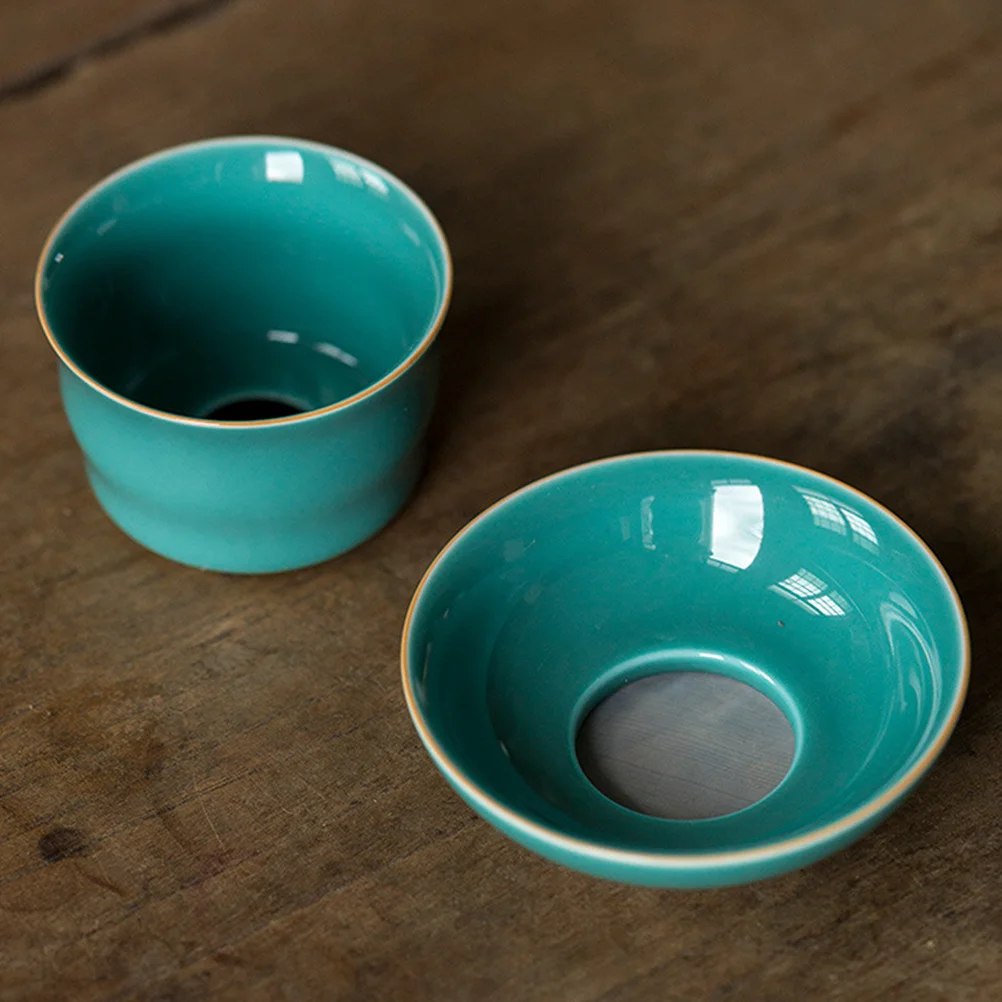 

Porcelain Tea Filter Ceramic Tea Strainer with Support Stand Fine Mesh Design for Easy Brewing and Serving Daily Use