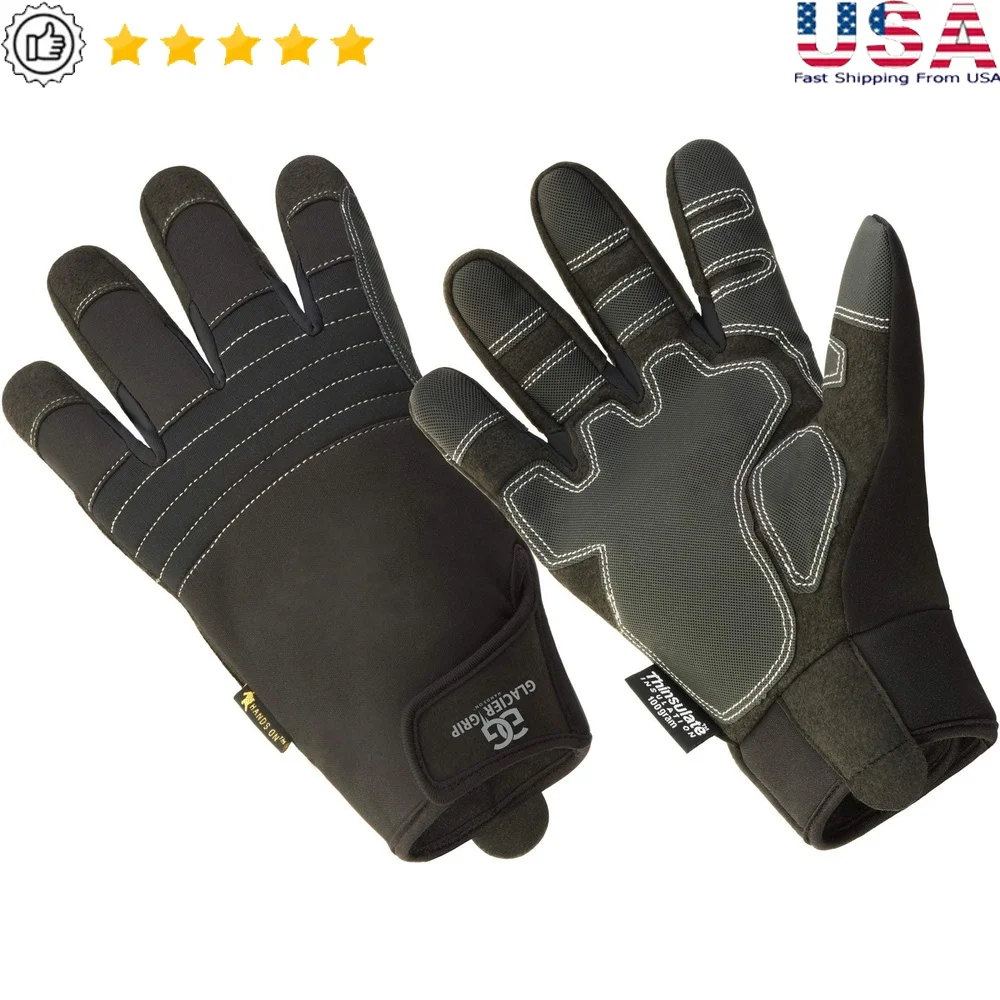 

Men's High Performance Waterproof Gloves Anti-Slip Grip Thinsulate Lined Flexible Cuff Cold Weather Work Heavy Duty Use