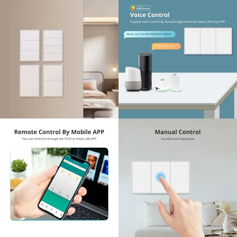 Zemismart Zigbee Smart Home Products Physical Light Switch 1/2/3/4 Gang Remote Wall Switch Works with Google Alexa
