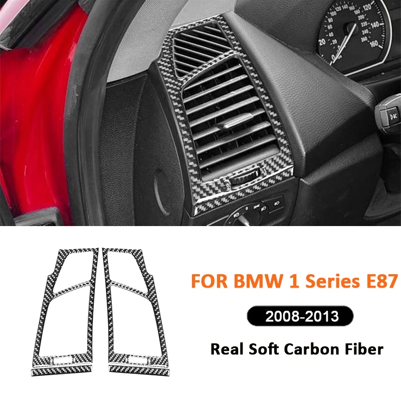 For BMW 1 Series E87 2008-2013 Carbon Fiber Car Instrument Panel Left Right Air Conditioning Outlet Frame Decoration Sticker