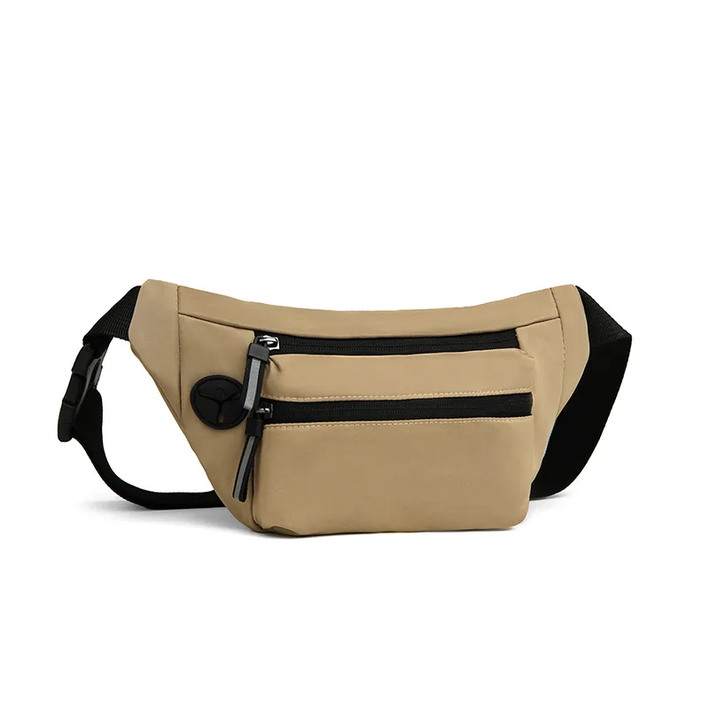 Multifunctional Men Crossbody Waist Chest Bag with Earphone Hole Zipper Pocket Lightweight Nylon Sling Backpack for Outdoor