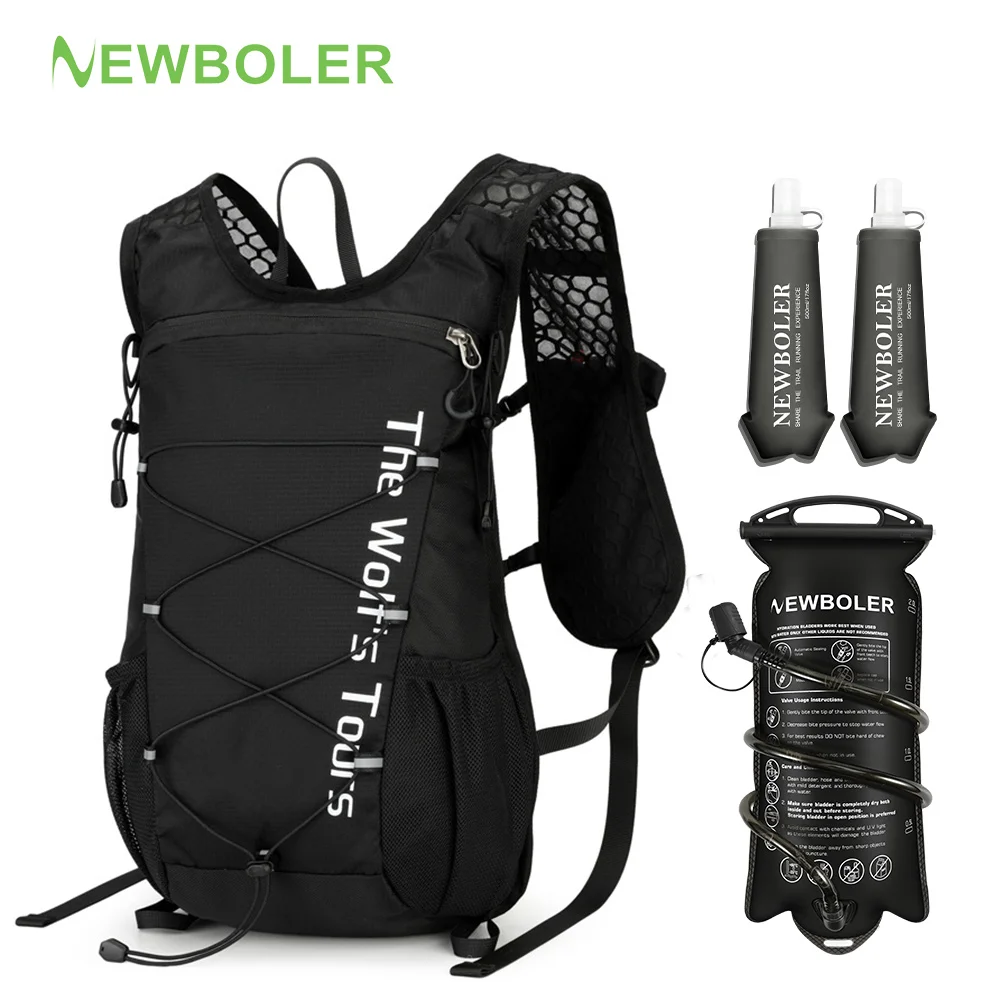 NEWBOLER Outdoor Trail Running Ultralight Backpack Running Hydration Vest Breathable Marathon Running Backpack Water Bottle