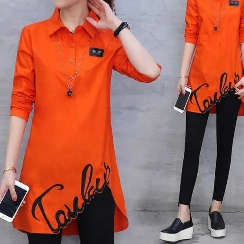 

Spring Autumn Printed Button Spliced Commute Slim Shirt Women's Clothing Casual Fashion Female Long Sleeve Asymmetrical Blouse