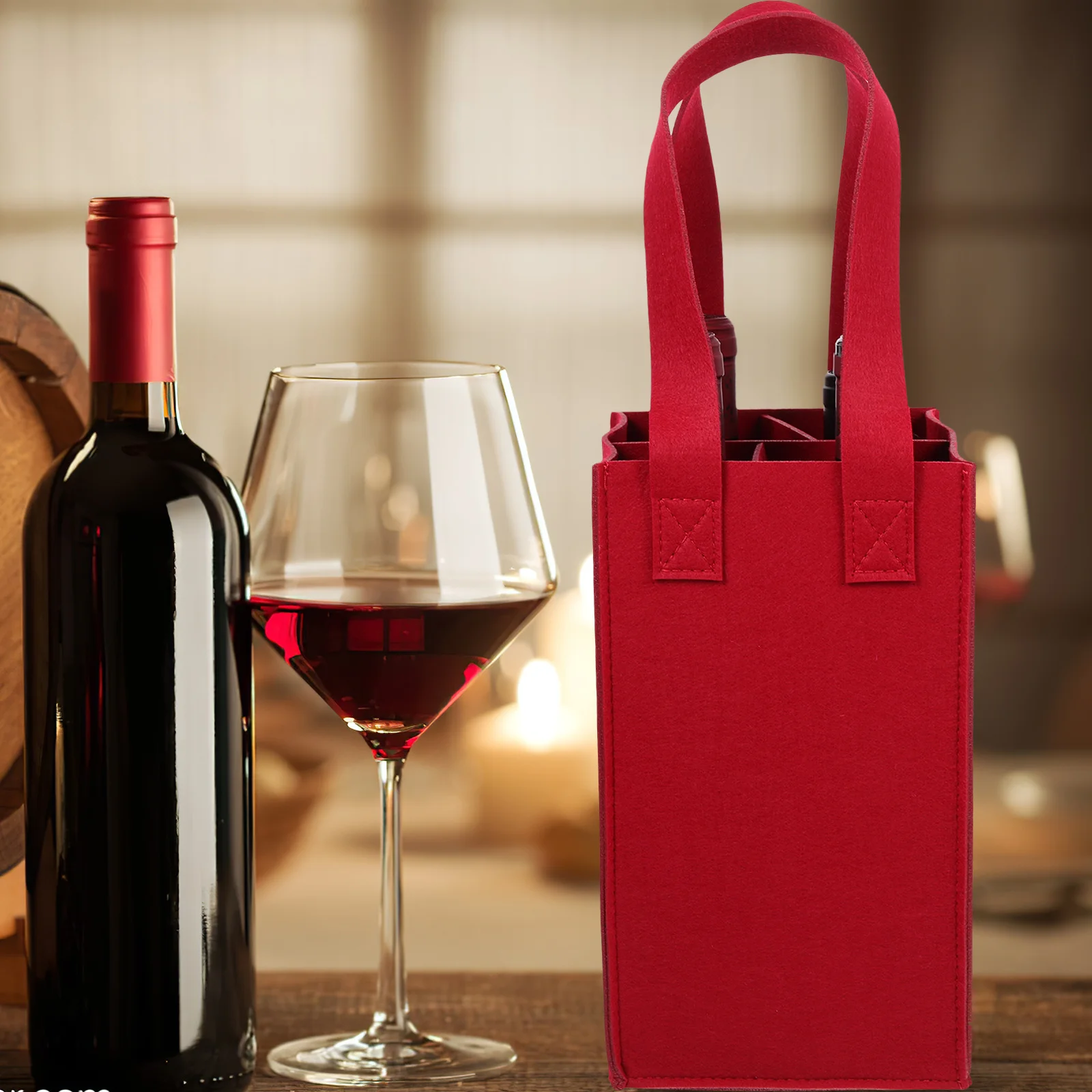 

2Pcs Decorative Wine Bag Exquisite Felt Wine Bottle Case Lightweight Storage Beer Bag for Gift Travel Carrying Solution
