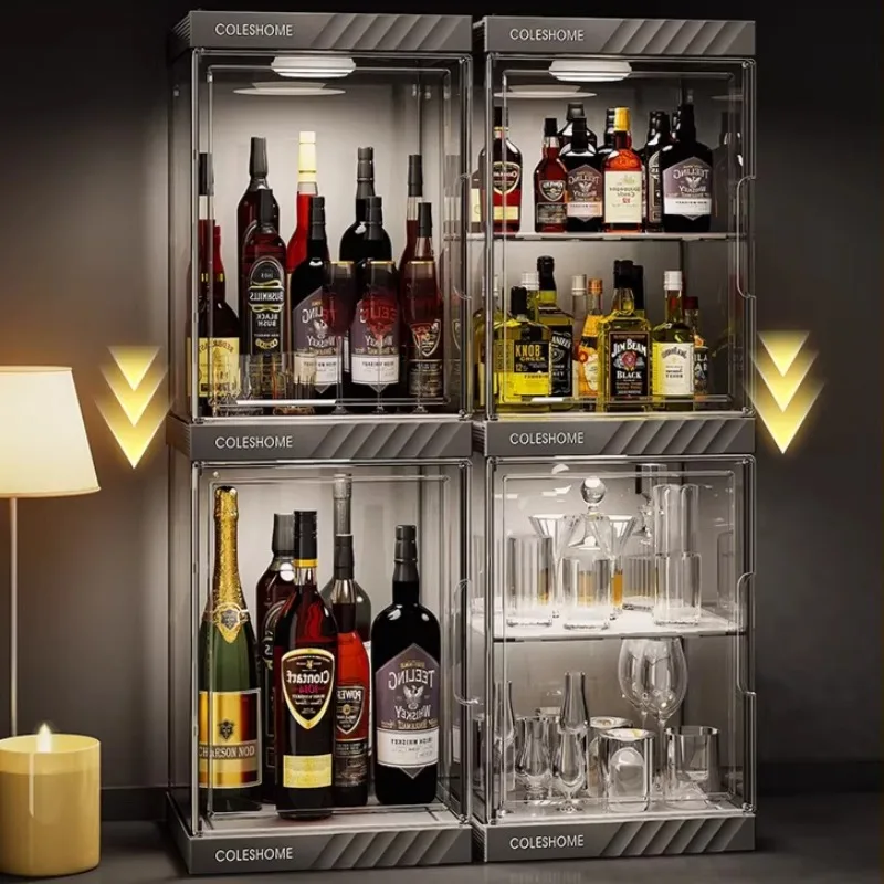 Floating Acrylic Wine Bottle Holder, Invisible Clear Wall Mounted Wine Rack, Modern Transparent Display Stand for Living Room