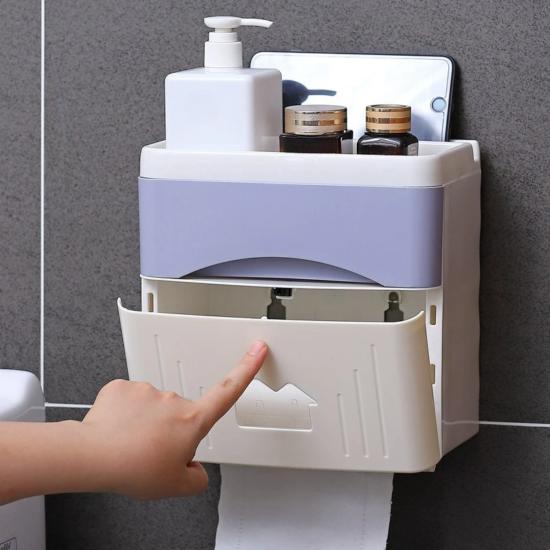 

Household bathroom hand towel box, bathroom wall-mounted tissue rack, kitchen toilet non-punching carton