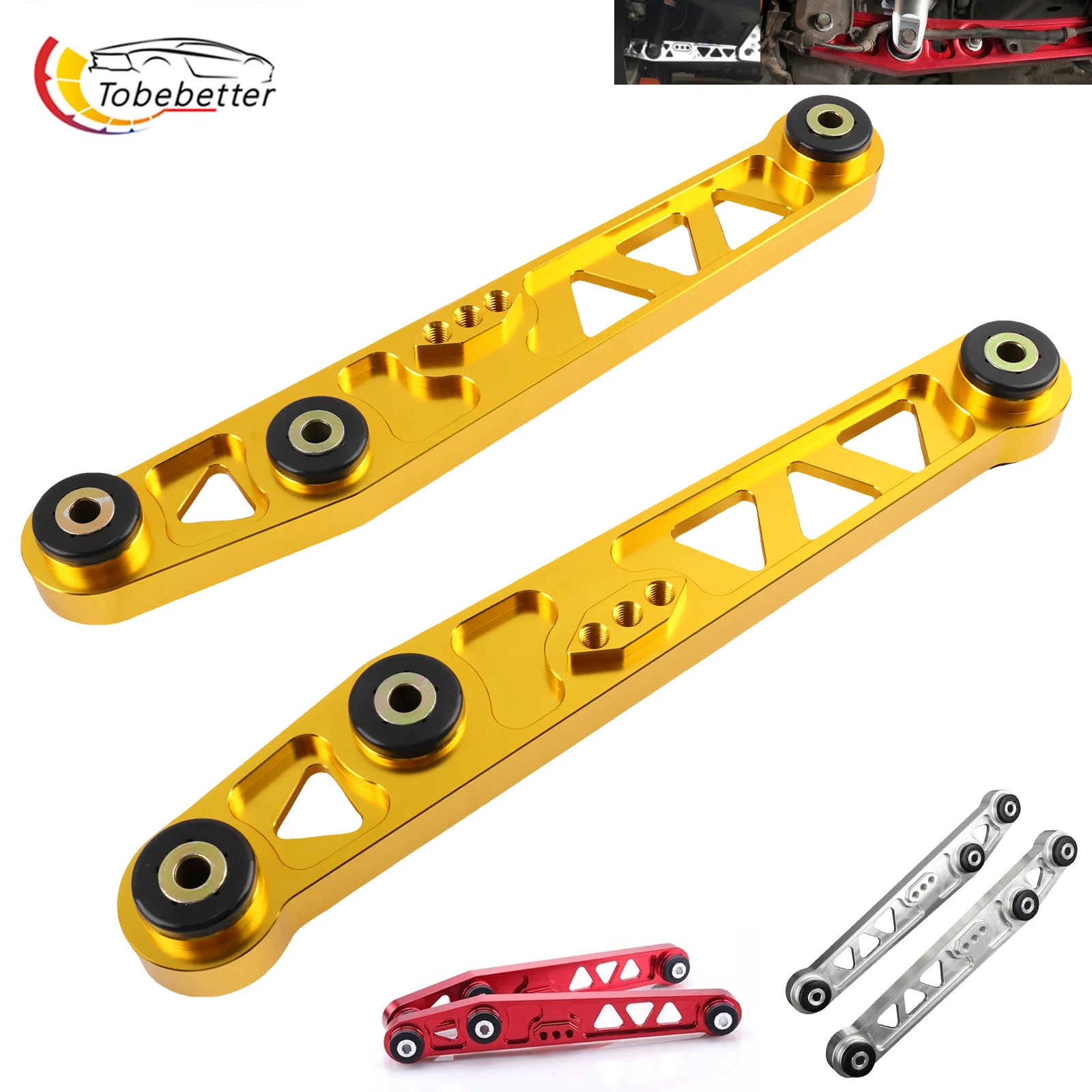 

racing suspension 2* Rear Lower Control Kit Arm LCA for Honda Civic 88-95 EG Acura Integra 90-01 Del Sol 93-97 Gold Silver Red