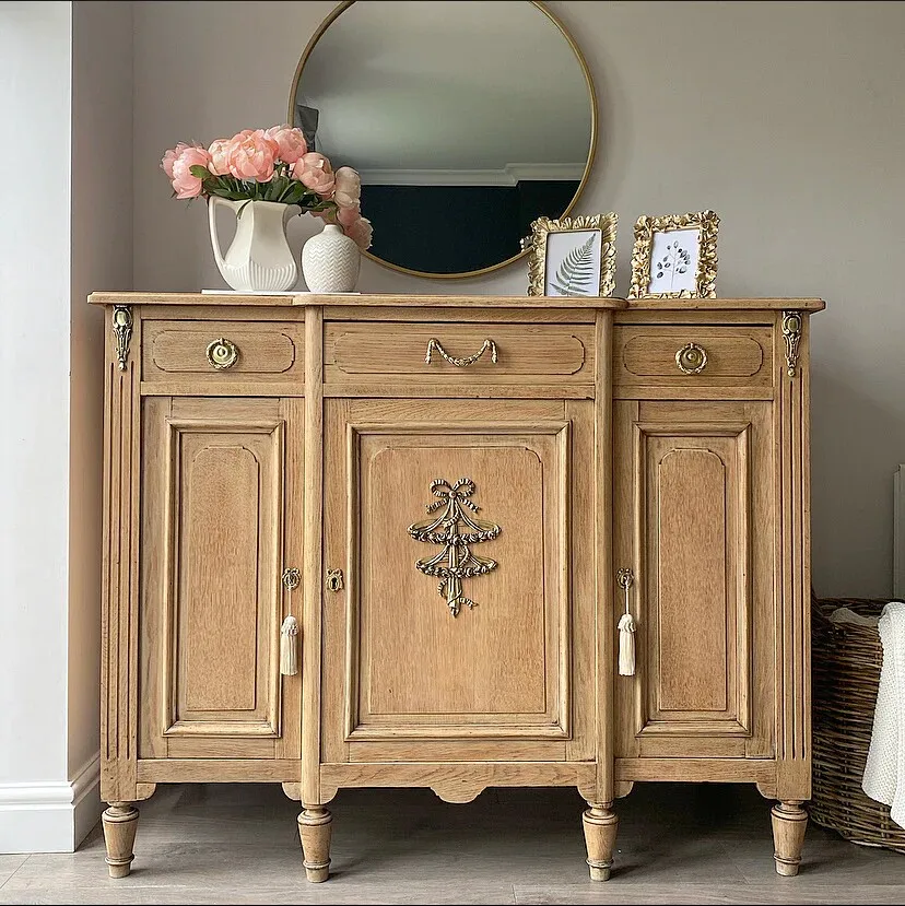 LMM retro French solid wood carved dining side cabinet American country living room entrance