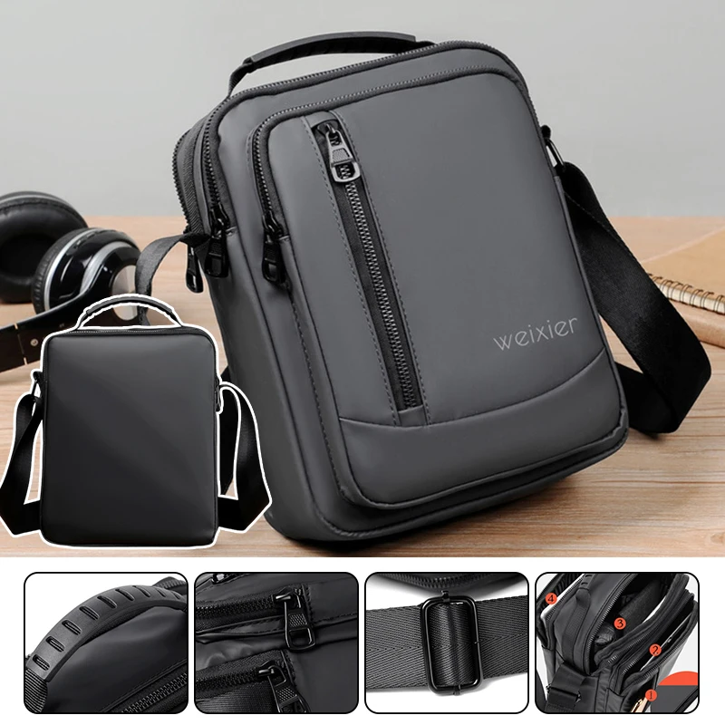 Mens Crossbody Bag Leisure Anti Splash Shoulder Bag Business Messenger Bag Large Capacity Outdoor Waterproof Storage Handbag