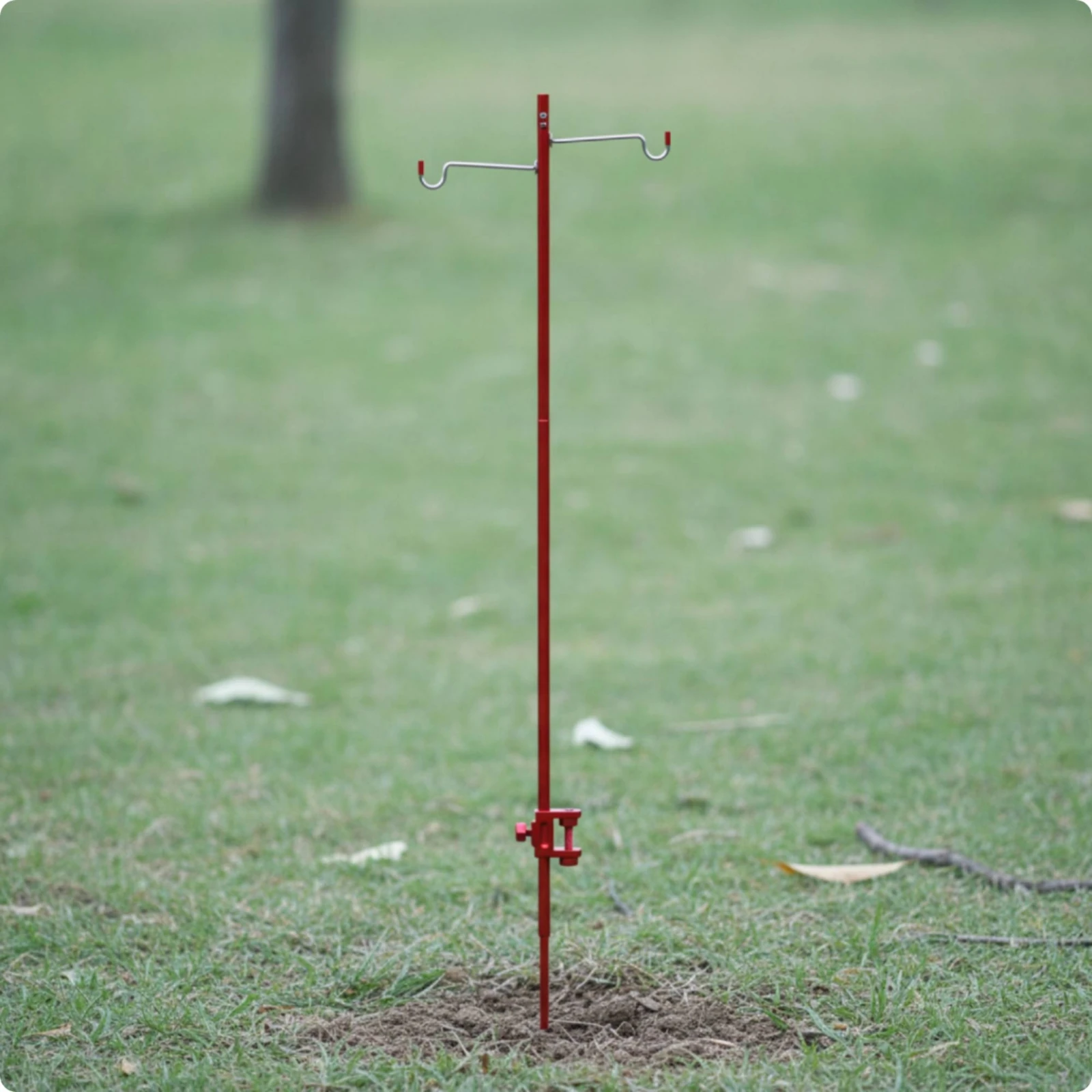 Folding Lantern Pole with Double Hooks Multipurpose Camping Lamp Stand with Ground Stake Camping Lantern Stand with Clamp