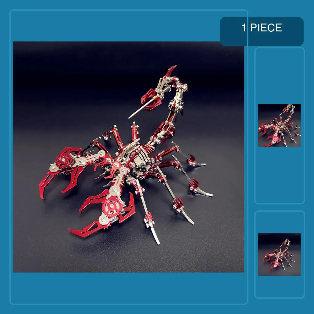3D Metal Puzzle Red Scorpion Model Build Kits Jigsaw Colorful Mechanical Animals DIY Assembly Toy Gifts For Children Adults