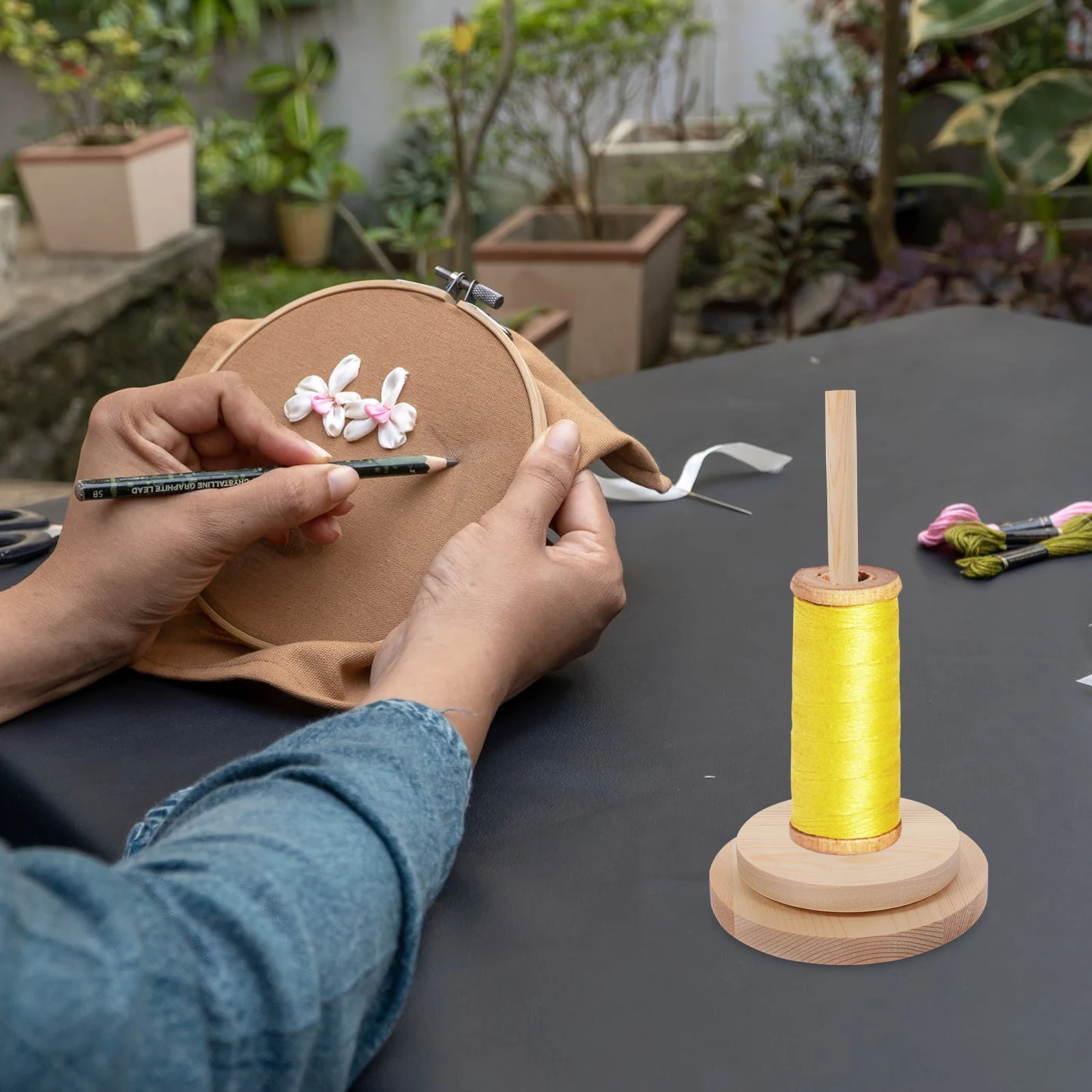 

Wooden Spool Holder 12cm Base 15cm Height Smooth Thread Rack Sewing Weaving ganizer Embroidery Storage St Craft Tool