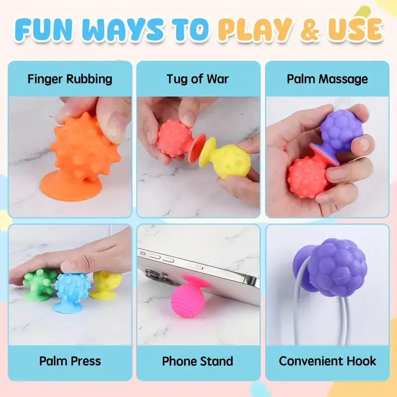 Fidget Sensory Toys with Textured Suction Cups for Autism Anxiety Relief Fidget Stress Toys Early Learning Montessori Kids Toys