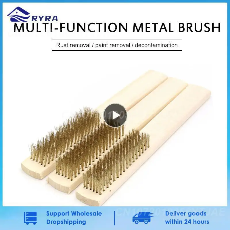 Polishing Grinding Brass Copper Wire Brush Steel Brush With Wooden Handle Nylon Wire Brush For Jewelry Rust Paint Removal