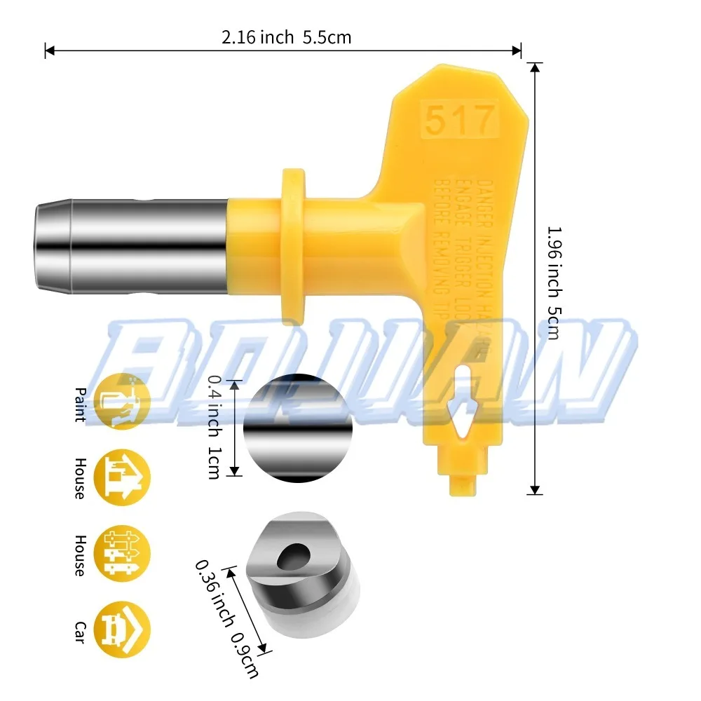 7/8-Inch Spray Guide Accessory Tool Color Separation Baffle with 517 Tip Nozzle for Airless Paint Sprayer