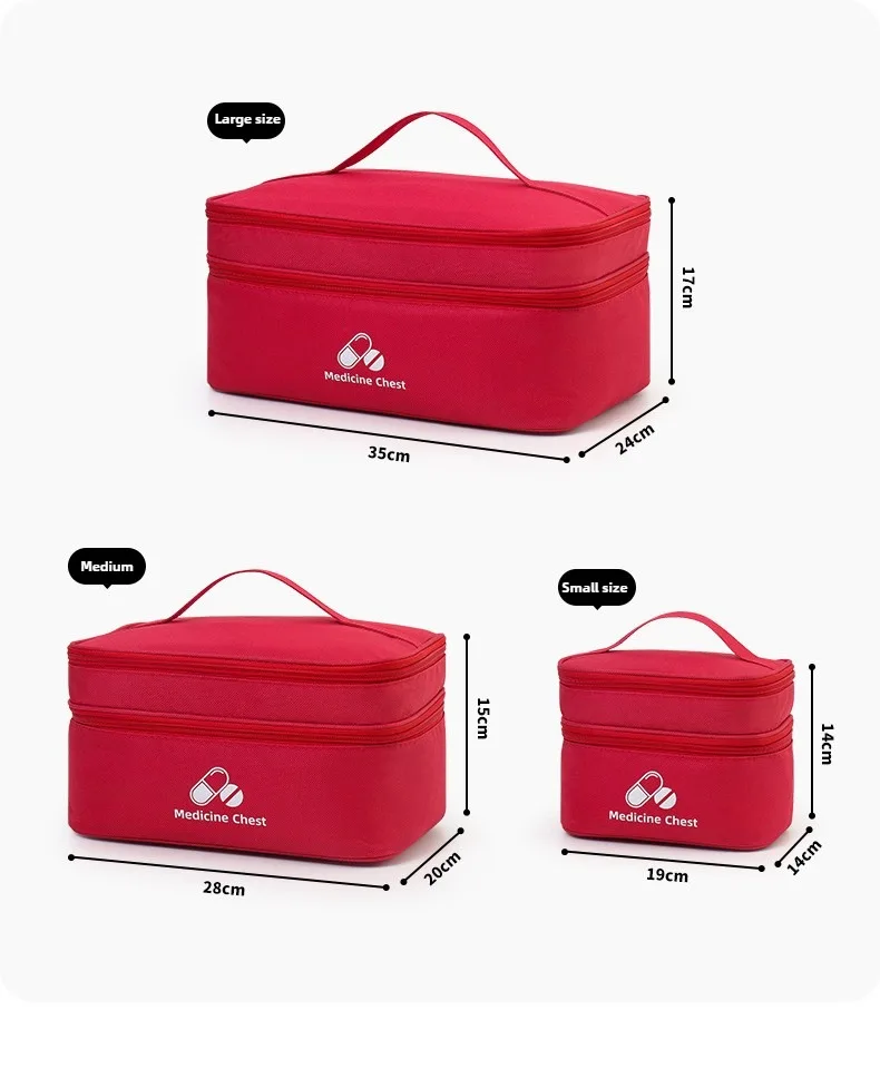 Tragbare doppelschichtige medizinische Tasche, große Kapazität, Medikamenten-Aufbewahrungstasche, für Reisen und Outdoor, tragbares Notfallrettungs-Erste-Hilfe-Set – Detail 3