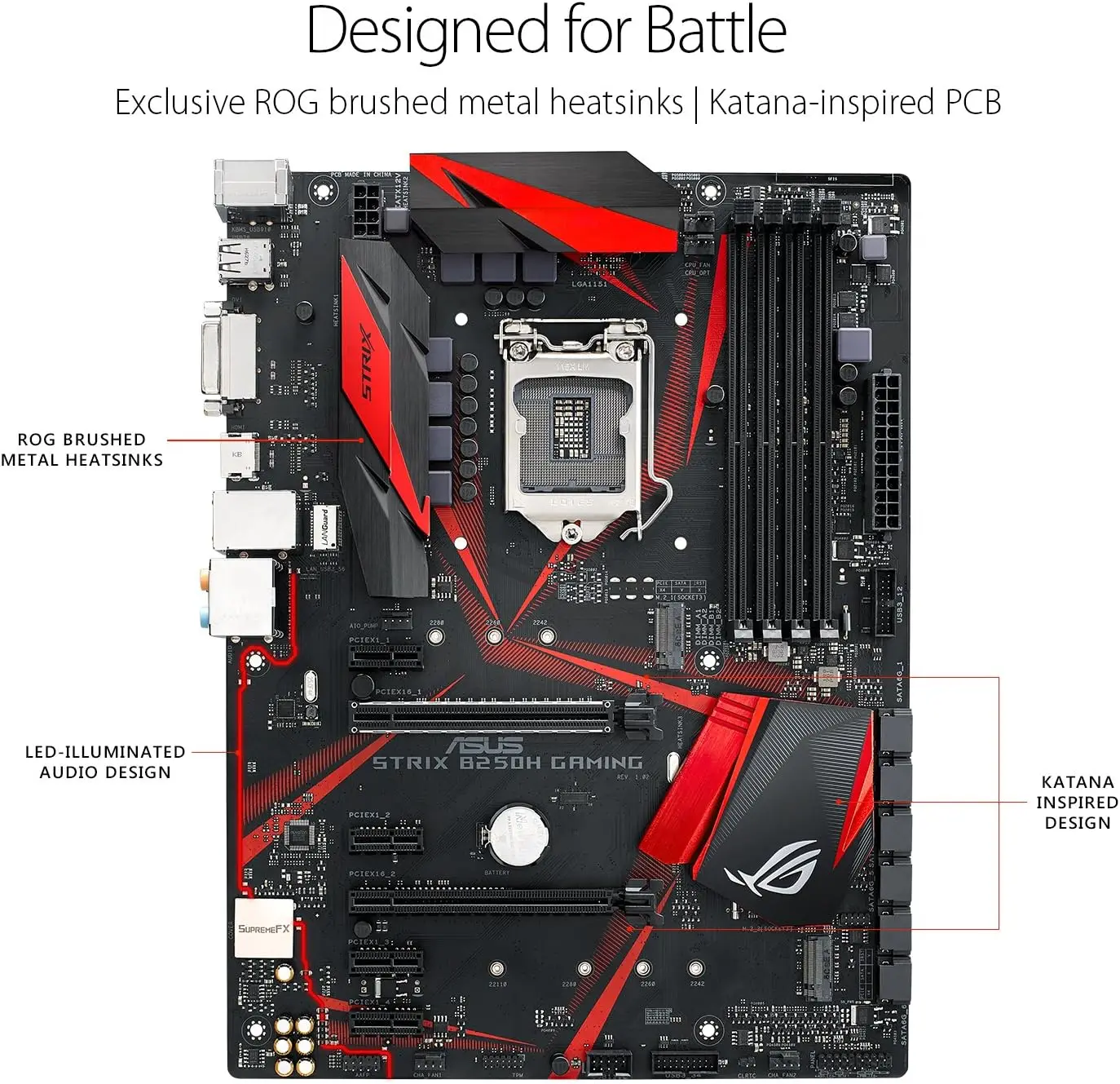 اللوحة الأم للألعاب ASUS ROG STRIX B250H LGA1151 الجيل السابع السادس Core i7 i5 i3 Pentium Celeron DDR4 M.2 B250 ATX USB 3.1