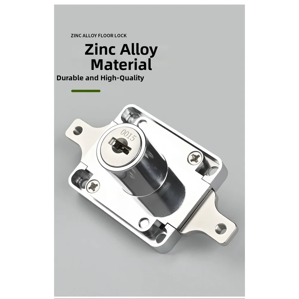 Floor Lock for Cabinets Made of Zinc Alloy with Foldable Copper Key Compatible with For file Cabinets Wardrobes Storage Lockers