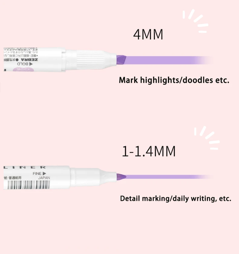 1pcs Japan ZEBRA Highlighter Color Markers New Pastel Light Color WKT7 Double-headed Paintbrush Manga Aesthetic Stationery