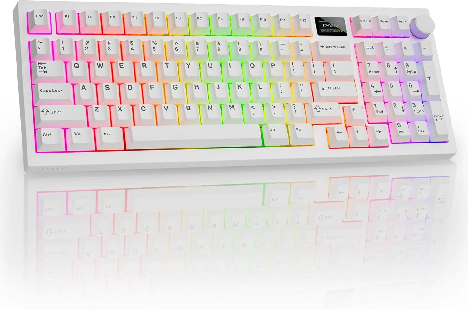 96% RGB Mechanical Gaming Keyboard with LCD Screen, Tri-Mode Wireless, Gasket Mount, Hot-Swappable Sockets