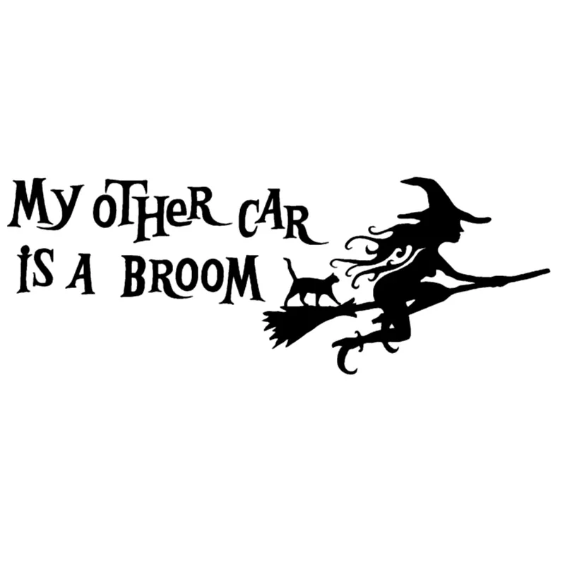 Car Stickers My Other Car Is A Broomstick Funny Witch Vinyl Sticker Car Bumper Car Window Body Decoration Decals,28cm*10cm