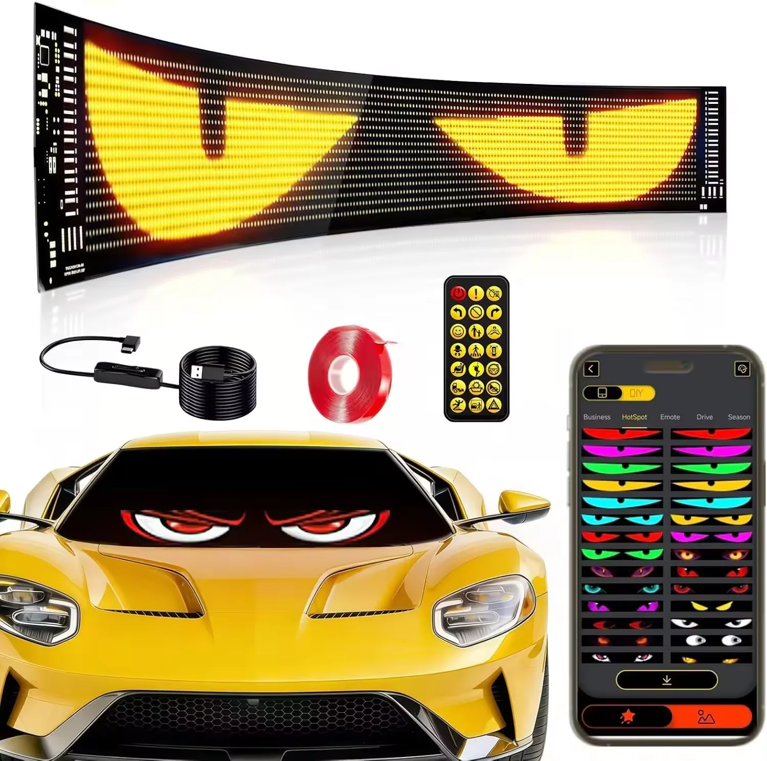 

Smart RGB Full Color Flexible Led Screen Bluetooth App Control Car Rear Window Advertising Rolling Display IP65 Remote Control