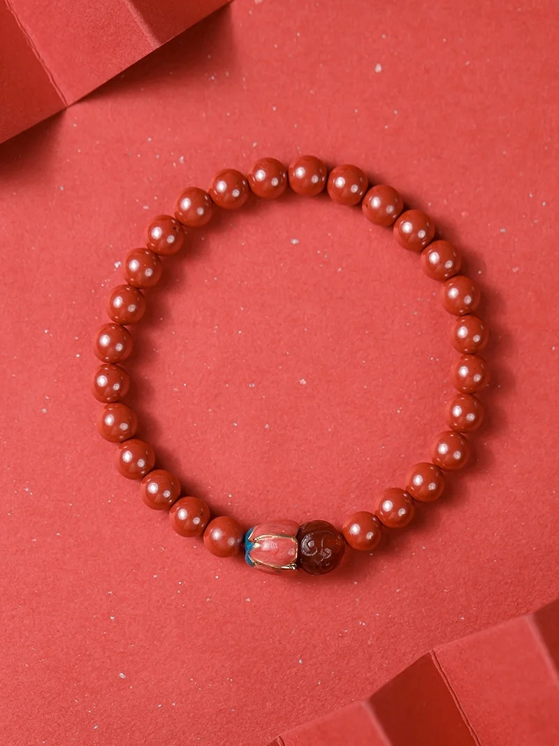 

2023 New Natural Raw Ore Cinnabar Bracelet High Content Imperial Sand Bracelet Female Transfer Bear Bracelet