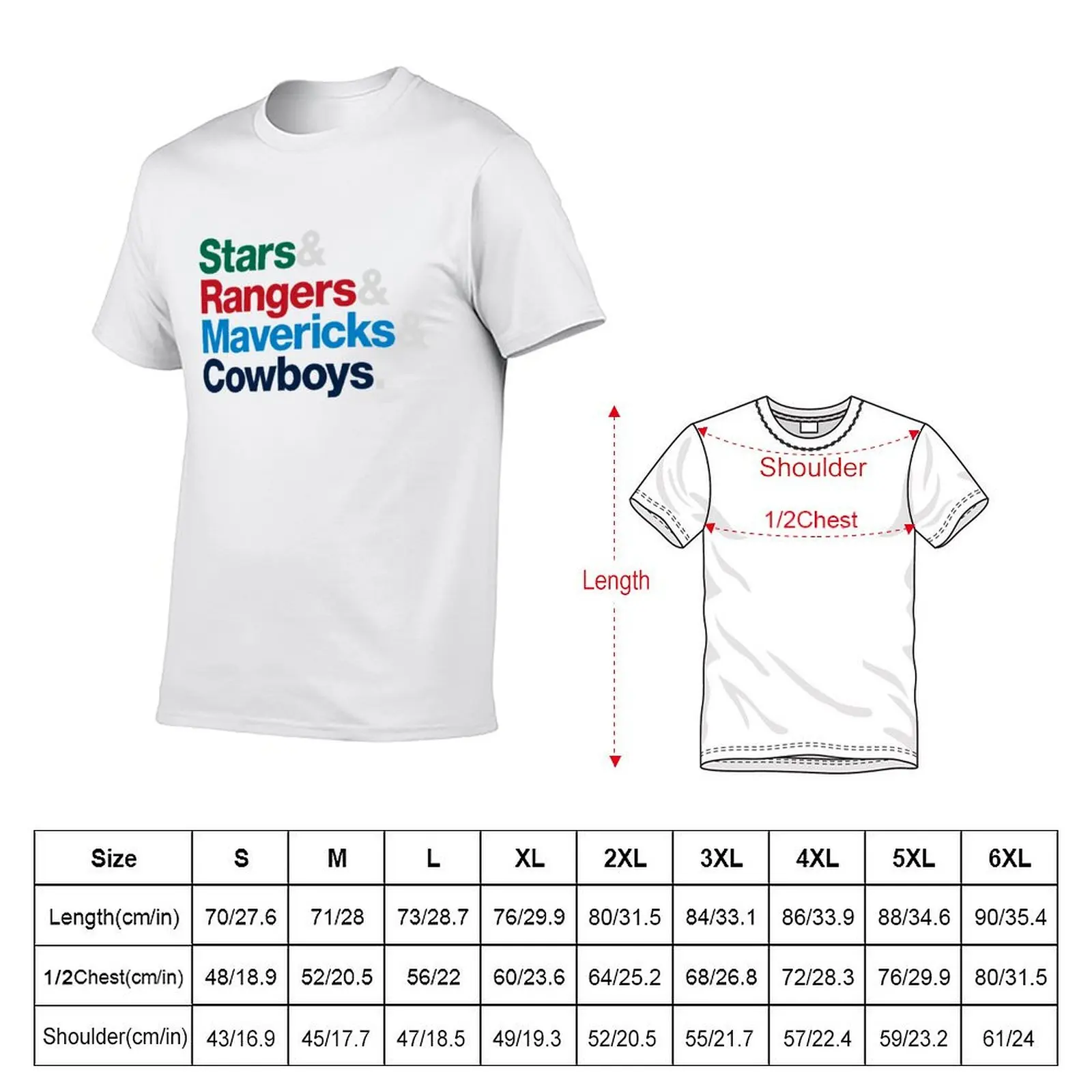 Dallas Sports Teams T-Shirt Daily Work Short Sleeve Top