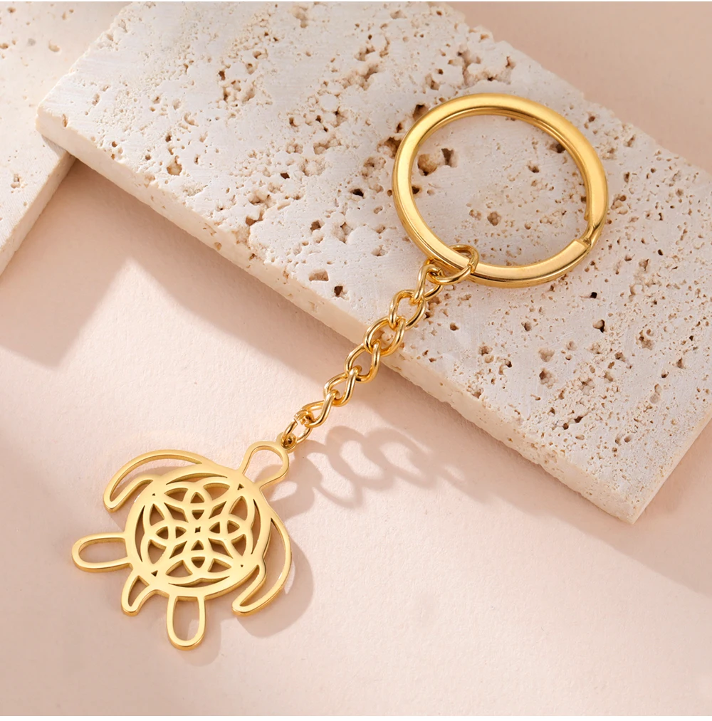COOLTIME Hohlschildkröte Schlüsselanhänger Edelstahl Celtics Tier Schildkröte Anhänger Schlüsselanhänger Schmuck Geschenk Neu – Detail 11