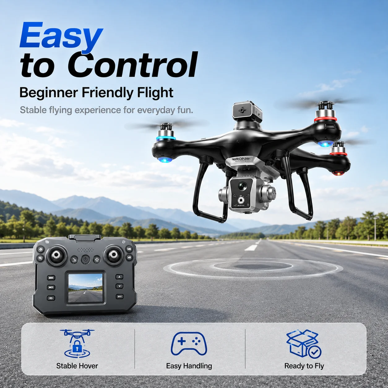 ZNLYRION KY102 Brushless Drone With Screen Remote 360 Obstacle Avoidance HD Dual Camera Optical Flow Hover Color LED Light RC Aerial Quadcopter - view 8