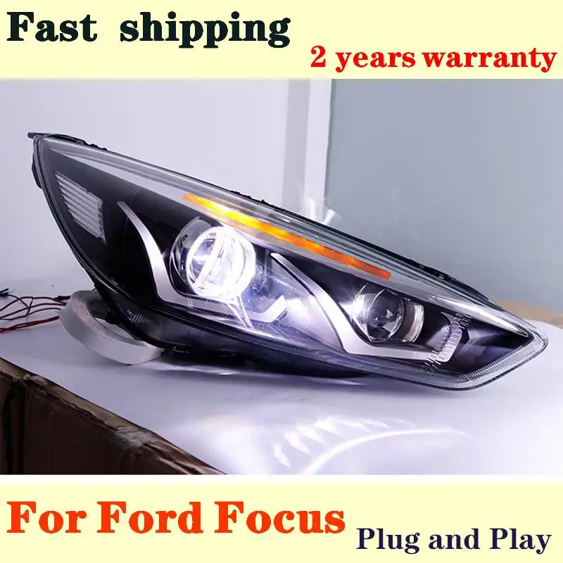 

Car Styling Head Lamp Case For Ford Focus 2015-2018 Headlights LED Headlight DRL Lens Double Beam Bi-Xenon HID Auto Accessories