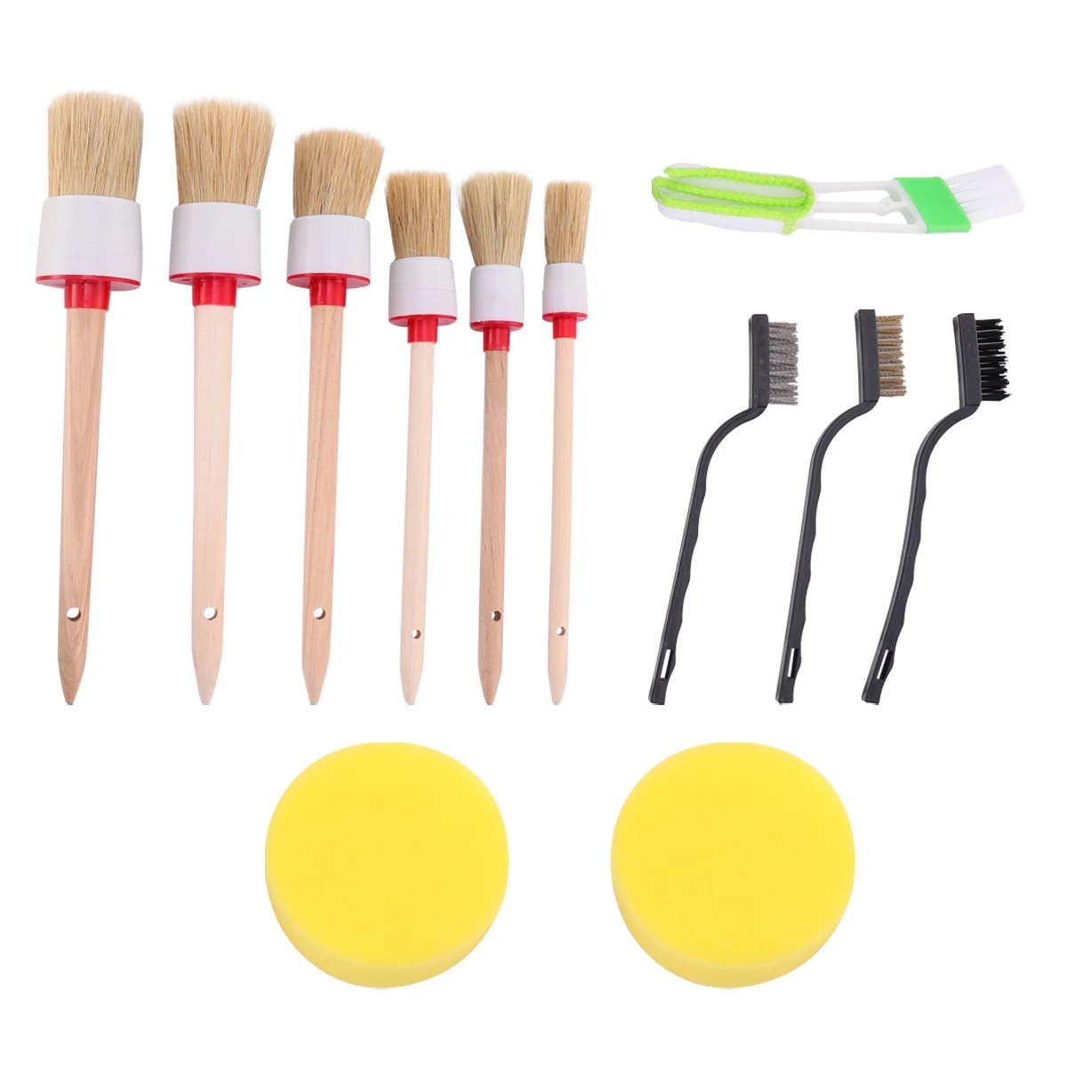 

12 Pcs/1 Keyboard Cars Telescopic Duster Wooden Washing Brush Gap