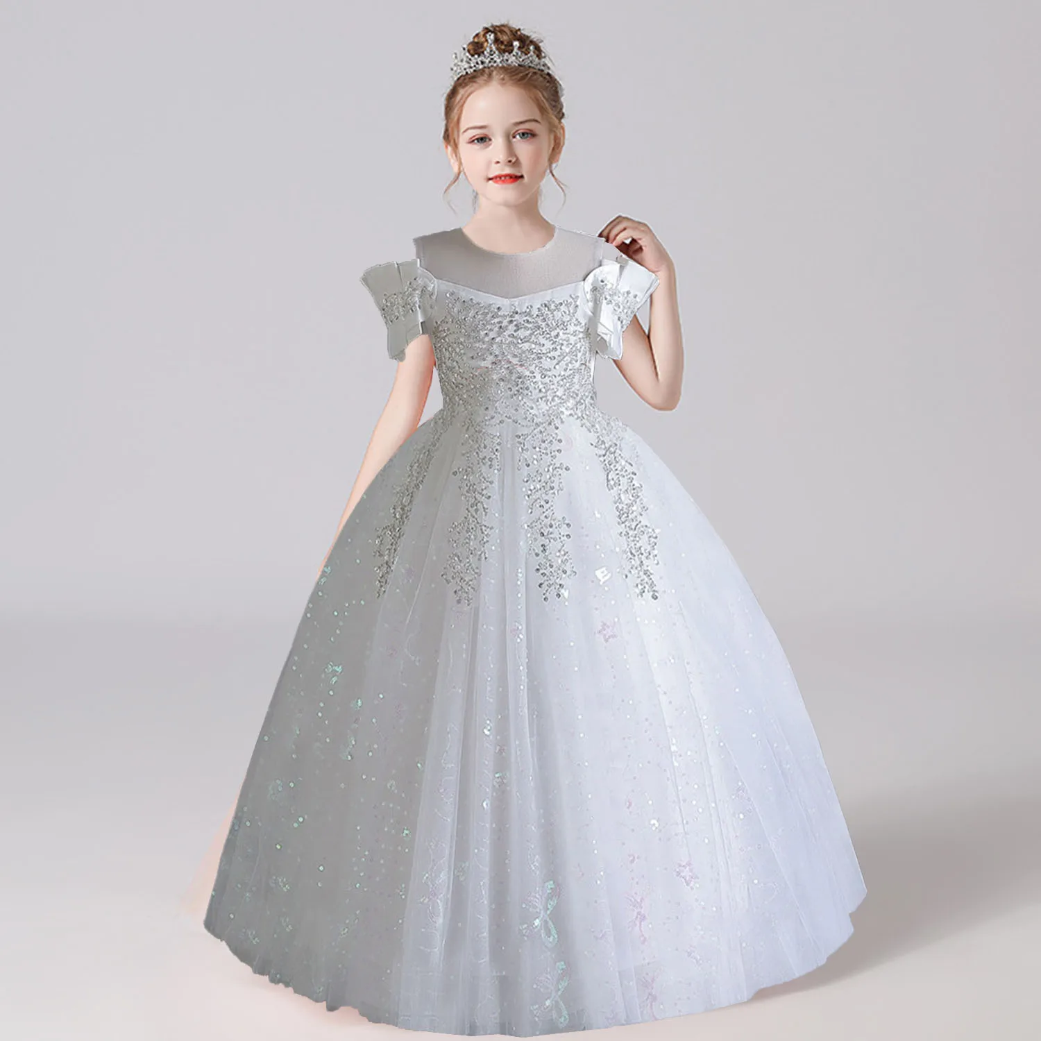 

Elizabeth Little Big Girls Off Shoulder Wedding Flower Girl Birthday Party Graduation Ceremony Performance Party Long Dress