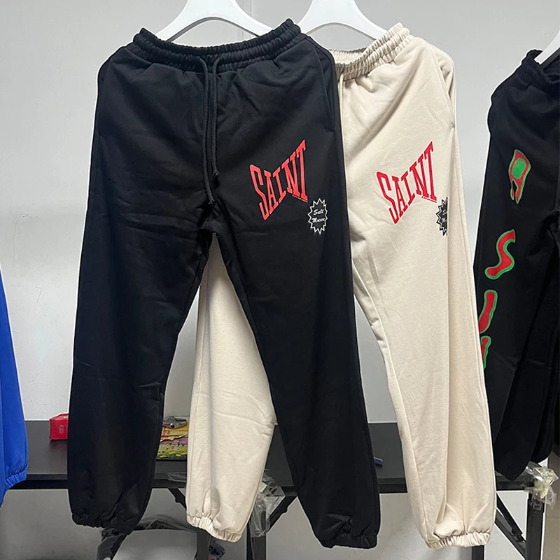 Saint Sweatpants CELANA Jogger longgar kasual kualitas terbaik Pria Wanita cetak huruf serut saku celana