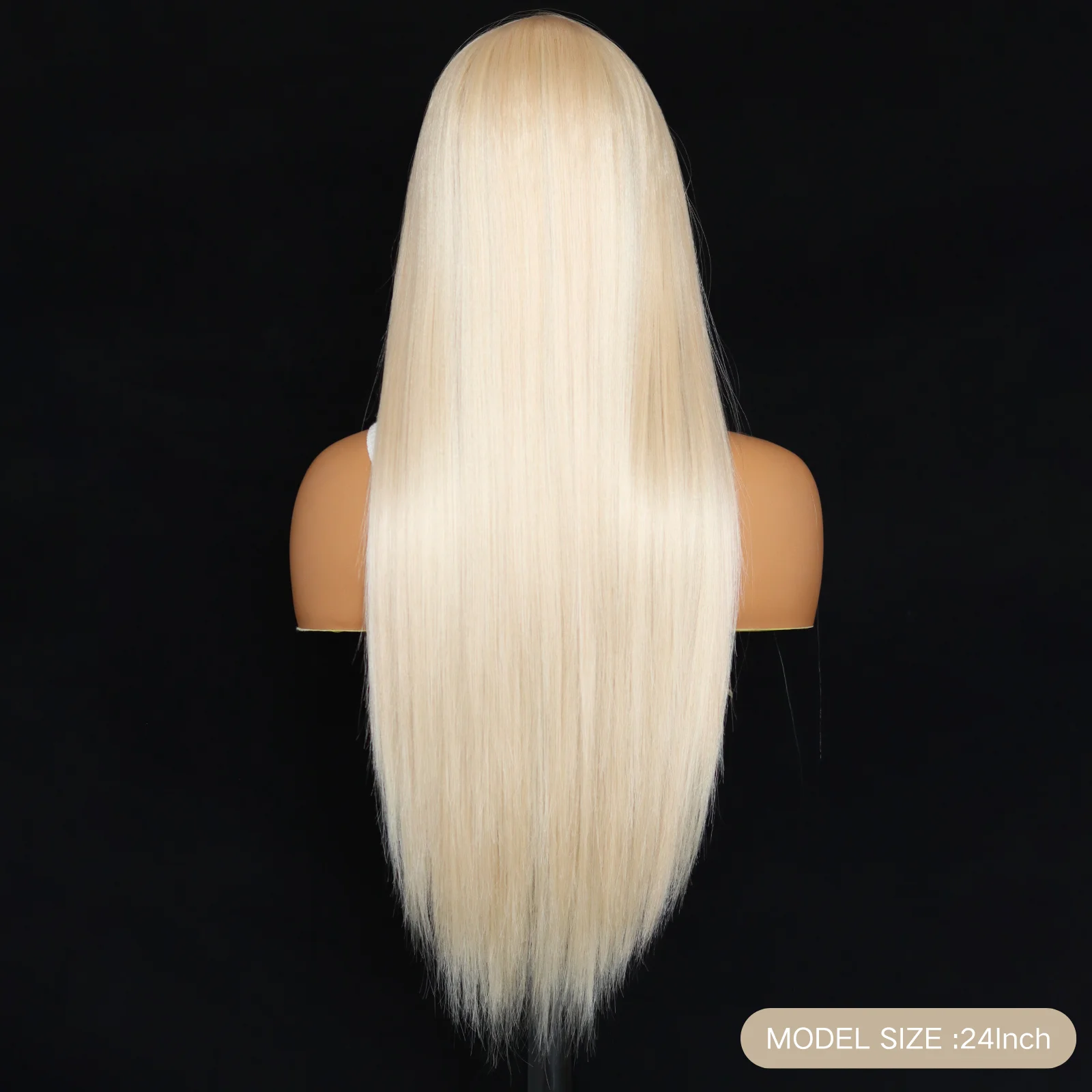 Light Gold13×4 Lace Frontal Wig Long Straight Lace Front Wigs Pre-plucked Heat-resistant Synthetic Fiber Wig For Daily Wear