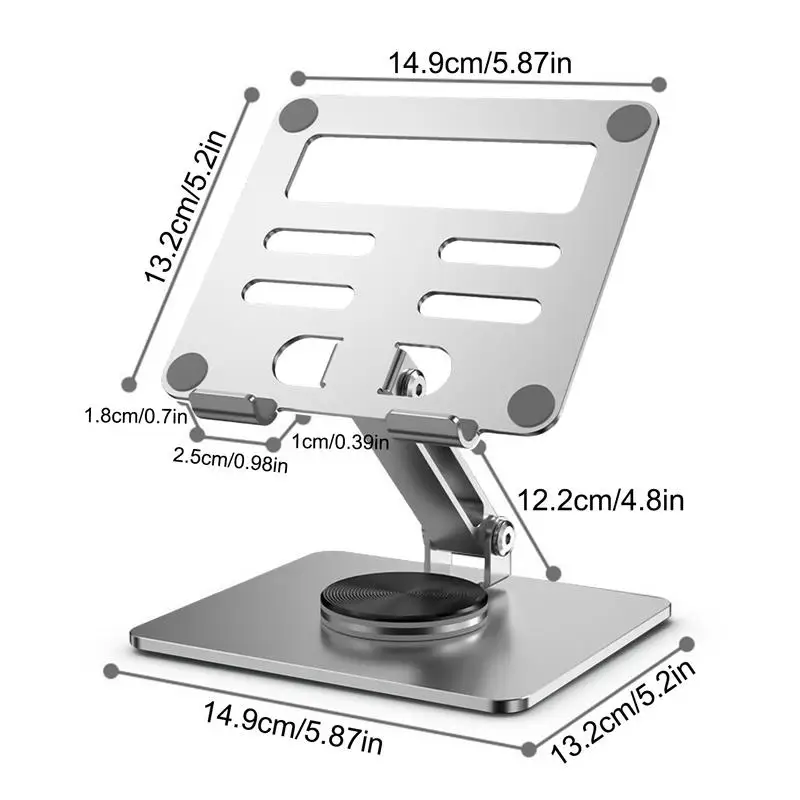 Adjustable Tablet Stand Portable Monitor Stand 360 Degree Rotating Portable Monitor Stand Non-Slip Foldable Aluminum Tablet