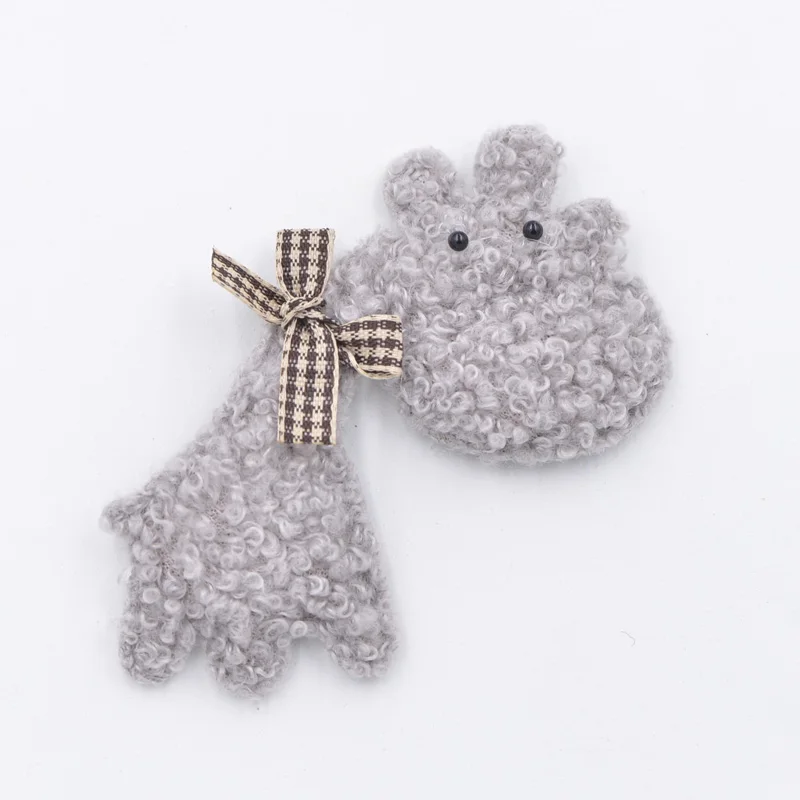 Upscale Teddy Plush Padded Patches Bow Rhinestone Stick-on Kawaii Hippo Appliques for Hat Clothes Leggings Sewing Supplies