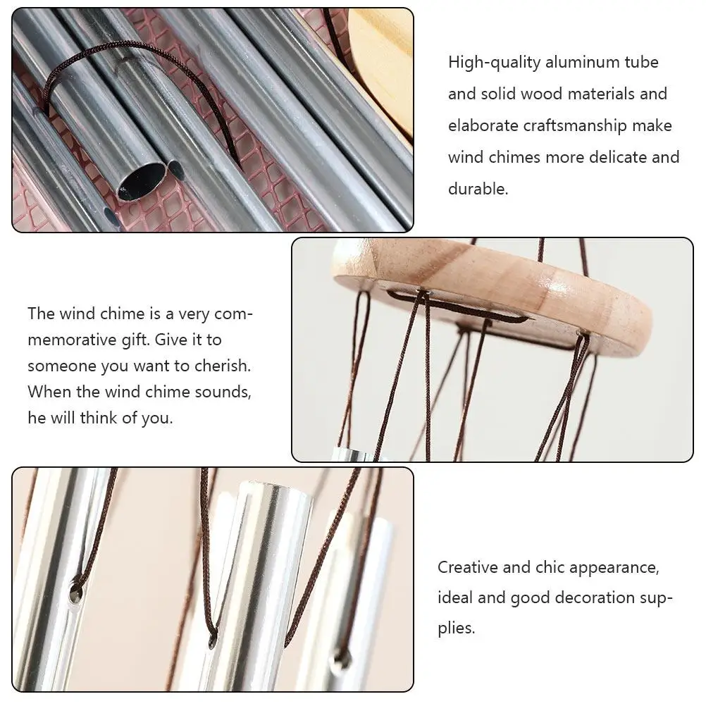

Metal Wind Chime Durable Wood Aluminum Tube Home Decoration Outdoor Indoor Hanging Garden Bedroom Patios Porch Car Window Leaf