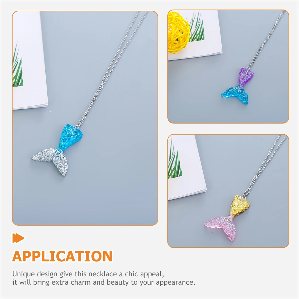 

Gradient Color Mermaid Necklace Party Accessories Women Favors Mermaids Girls Necklaces for Kids