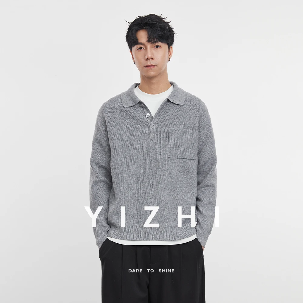 Fashion Men's Fake Two-piece Lapel Sweater 2025 Autumn and Winter New Solid Color Warm Long Sleeve Top Men's Polo Shirt Pullover