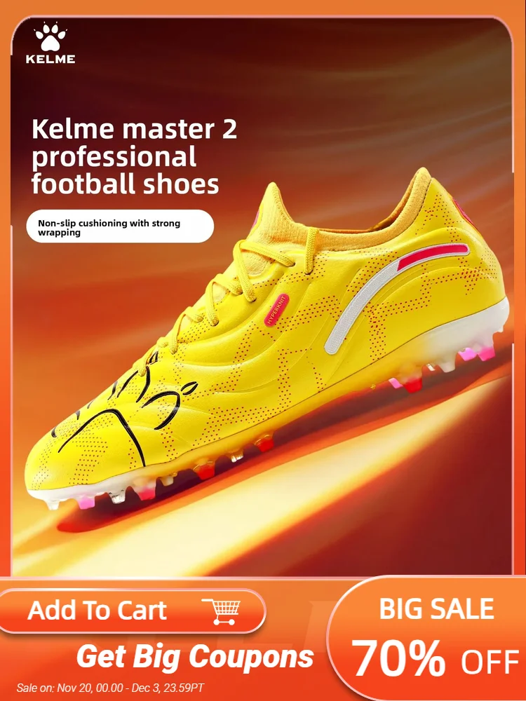 Kelme High-end Football Shoes Short Nail Anti Slip Football Boots Artificial Grass Cushioning Training Mg Football Shoes
