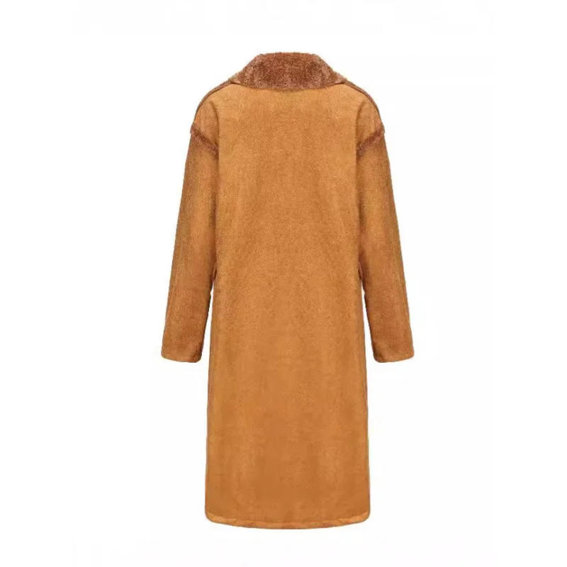 2024Autumn and Winter Extended Suede Plush Men's Coat Fur Coat Warm Men's Clothing Style