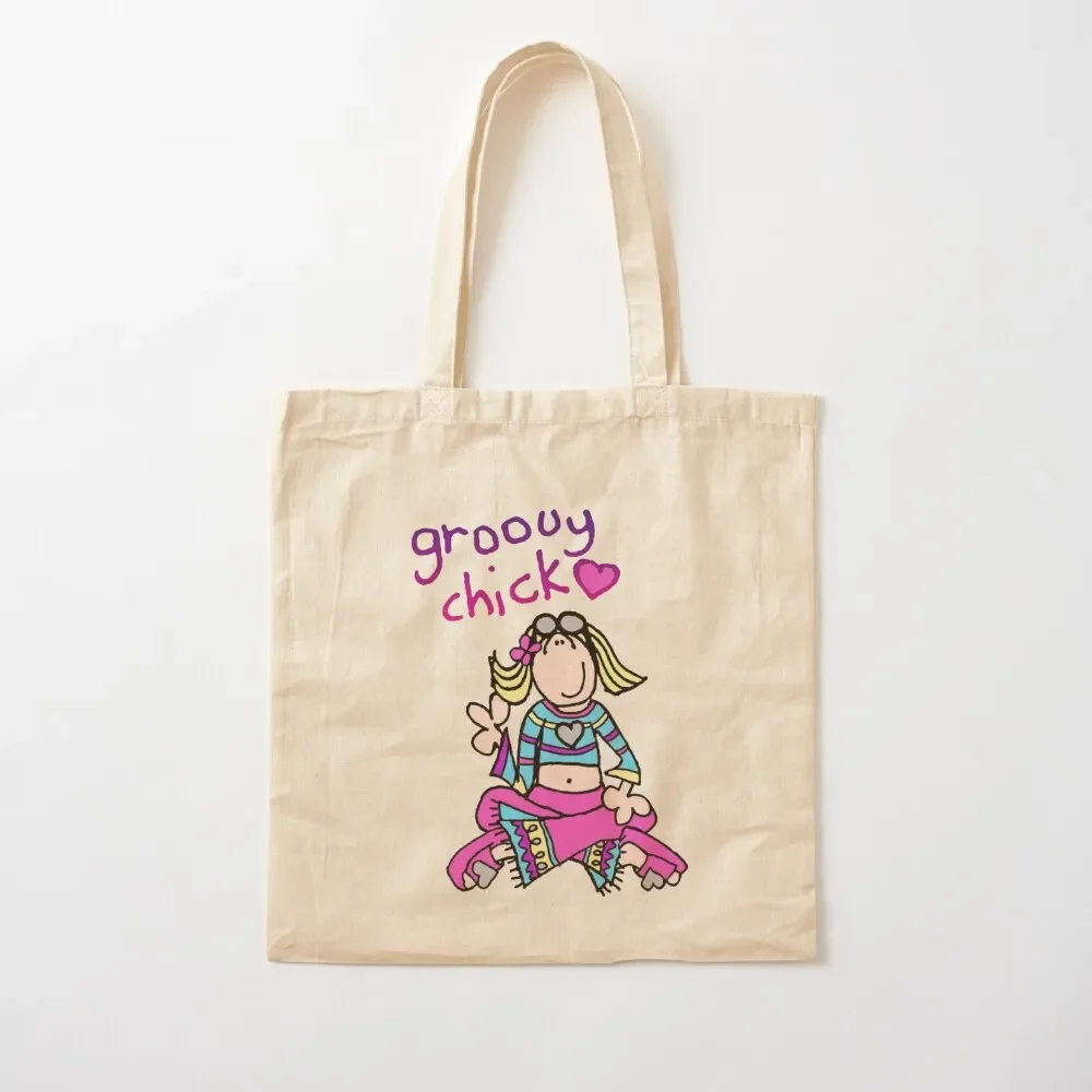 Groovy Chick Girls 2000s Y2K vintage Tote Bag Portable shopping bag university shopper bag Canvas Tote